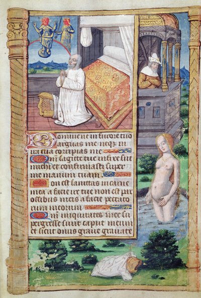 Fol.51rデイビッドとバトシェバ、ローマの使用時間より 作： French School
